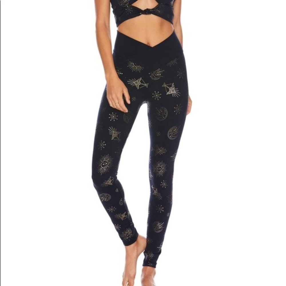 Beach Riot Cara Leggings in Celestial Foil Gold